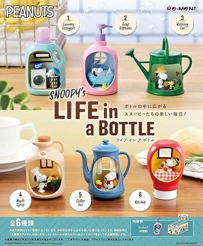 Reement Peanuts Life in a Bottle Box Produkt, 6 Arten, ca. H 4,5 x B 2,8 x T 6,1 cm (115 x 70 x 60 mm), PVC von Re-Ment