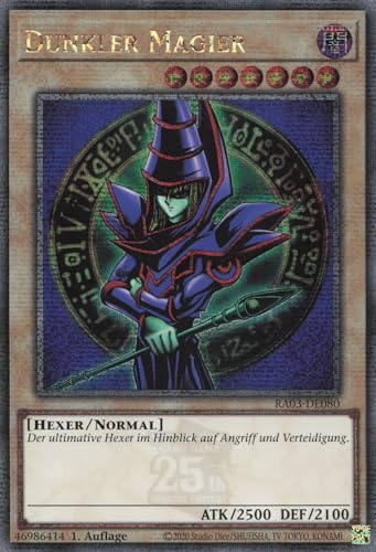 Dunkler Magier (V.2) RA03-DE080 Quarter Century Secret Rare Deutsch Boosterfrisch 1. Auflage - Quarter Century Bonanza - mit ReCollectibles-Versandschutz - für Yu-Gi-Oh! von ReCollectibles