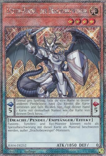 Lüster-Pendel, der Drachobezwinger (V.1) RA04-DE252 Platinum Secret Rare Deutsch Boosterfrisch 1. Auflage - Quarter Century Stampede - mit ReCollectibles-Versandschutz - für Yu-Gi-Oh! von ReCollectibles
