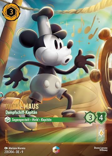 Micky Maus - Dampfschiff-Kapitän (V.2) 9FAB-231 Enchanted Deutsch Boosterfrisch Foil - Fabled - mit ReCollectibles-Versandschutz - für Lorcana von ReCollectibles