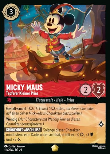 Micky Maus - Tapferer Kleiner Prinz (V.1) 9FAB-111 Legendary Deutsch Boosterfrisch - Fabled - mit ReCollectibles-Versandschutz - für Lorcana von ReCollectibles