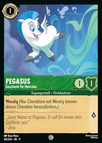 Pegasus - Geschenk für Hercules (V.1) 9FAB-084 Common Deutsch Boosterfrisch Foil - Fabled - mit ReCollectibles-Versandschutz - für Lorcana von ReCollectibles