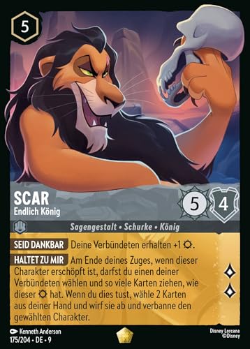 Scar - Endlich König (V.1) 9FAB-175 Legendary Deutsch Boosterfrisch - Fabled - mit ReCollectibles-Versandschutz - für Lorcana von ReCollectibles