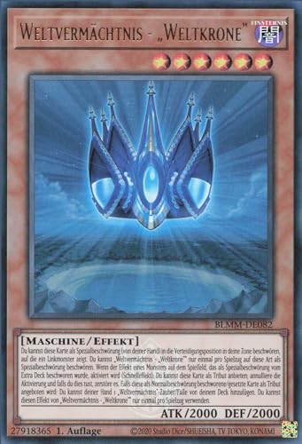 Weltvermächtnis - „Weltkrone“ BLMM-DE082 Ultra Rare Deutsch Boosterfrisch 1. Auflage - Battles of Legend: Monster Mayhem - mit ReCollectibles-Versandschutz - für Yu-Gi-Oh! Weltvermächtnis - „Weltkrone“ BLMM-DE082 Ultra Rare Deutsch Boosterfrisch 1. Auflage - Battles of Legend: Monster Mayhem - mit ReCollectibles-Versandschutz - für Yu-Gi-Oh! von ReCollectibles