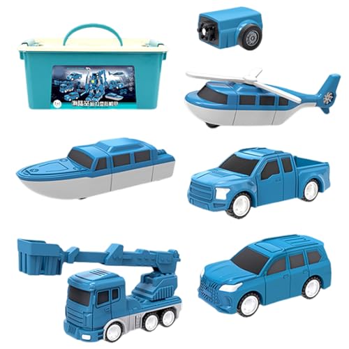 RePaLy Magnetic Transform Engineering Auto Zusammengebautes Spielzeug Mit Aufbewahrungsbox,Spielzeug Für Kleinkinder Magnetblöcke Für Kinder,Spielzeug Für Kleinkinderaktivitäten (16 Stück Blau) von RePaLy