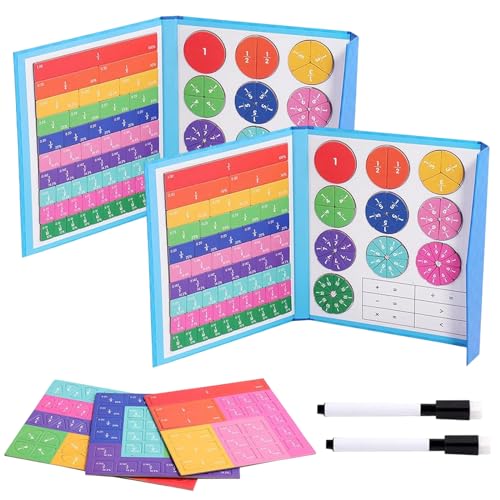 RePaLy Magnetisches Buch-Bruchteil-Puzzle Für Kinder,Magnetisches Bruch-Lernpuzzle,Magnetische Regenbogen-Fraktionsfliesen,Kreise,Demonstrator Für Magnetische Punktescheiben (2 STK) von RePaLy