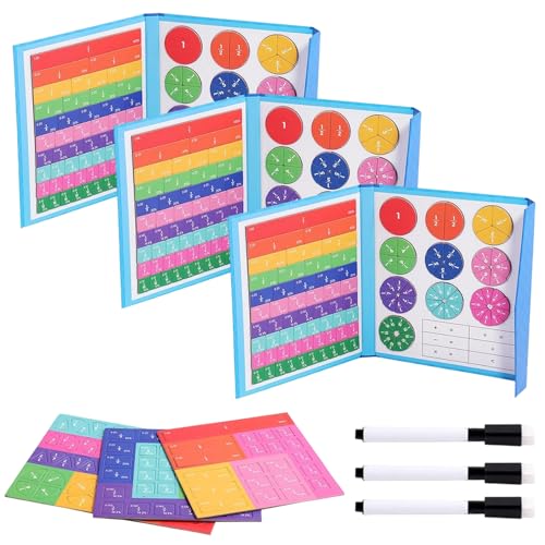 RePaLy Magnetisches Buch-Bruchteil-Puzzle Für Kinder,Magnetisches Bruch-Lernpuzzle,Magnetische Regenbogen-Fraktionsfliesen,Kreise,Demonstrator Für Magnetische Punktescheiben (3 STK) von RePaLy