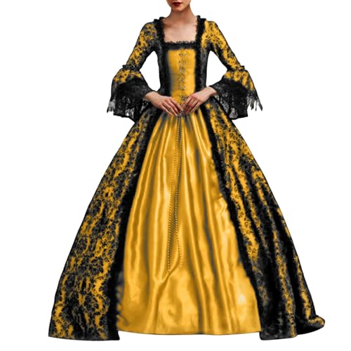 Cosplay-Outfits für Halloween-Kostüme, perfekt für alle Jahreszeiten. Elegantes Design mit detaillierten Mustern. Vervollständigen Sie Ihren mit High Heels. Encanto-Cosplay-Kostüm (Gold, XXXXL) von ReSin90s