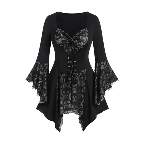 Gothic Elegantes Mittelalterkleid für Damen, Cosplay-Kostüm, Spitze, gerüschter Ausschnitt, ausgestellte Ärmel, historisches Katze Cosplay Kostüm Kätzchen Schwanz Ohren Kragen Pfoten (Grey, XXL) Gothic Elegantes Mittelalterkleid für Damen, Cosplay-Kostüm, Spitze, gerüschter Ausschnitt, ausgestellte Ärmel, historisches Katze Cosplay Kostüm Kätzchen Schwanz Ohren Kragen Pfoten (Grey, XXL) von ReSin90s