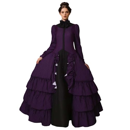 Gothic Mittelalter Rüschenkleid für Erwachsene Elegantes Cosplay Kostüm Hofkleid Halloween Party Formelle Veranstaltung Mein Held Academia Eri Cosplay Kostüm (Purple, S) von ReSin90s