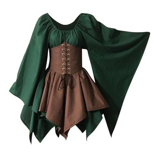Mittelalterliches Kostüm für Damen, irisches Hemdkleid mit Trompetenärmeln und Korsett, traditionelles Kleid, Halloween, Damen M, Cosplay-Kostüme, Krankenschwester Freude Cosplay Kostüm (Coffee, XXL) Mittelalterliches Kostüm für Damen, irisches Hemdkleid mit Trompetenärmeln und Korsett, traditionelles Kleid, Halloween, Damen M, Cosplay-Kostüme, Krankenschwester Freude Cosplay Kostüm (Coffee, XXL) von ReSin90s