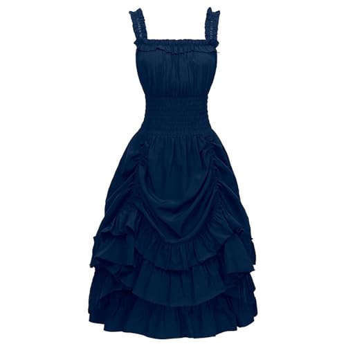 ReSin90s Damen Mittelalter Kleid Mit Trompetenärmeln Halloween Party Kostüm Festliches Abendkleid Lang Mittelalter Kleidung Mayuko-Nise-Cosplay-Kostüm (Blue, M) von ReSin90s