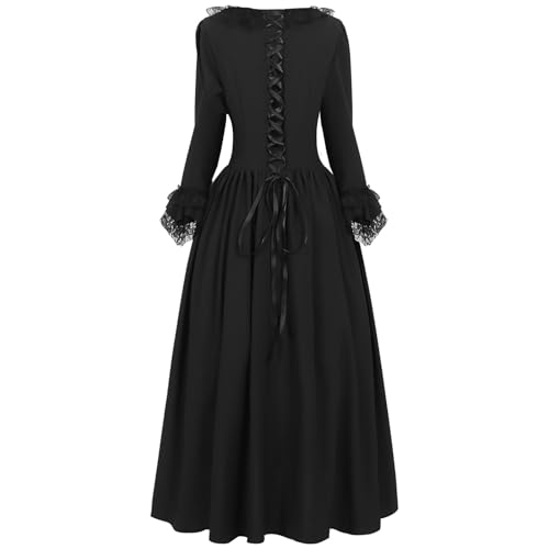 ReSin90s Elegantes Cosplay-Kostüm, Hofkleid für Damen und Herren, historisches Themen-Outfit, mittelalterliches Kleid Astolfo-Cosplay-Kostüm (Black, S) von ReSin90s