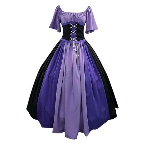 ReSin90s Mittelalterliches Cosplay-Kleid, Elegantes Gothic-Kostüm für Frauen, Halloween-Party, Bühnenauftritt, formelles Kleid Cat-Noir-Cosplay-Kostüm (Purple, S) von ReSin90s
