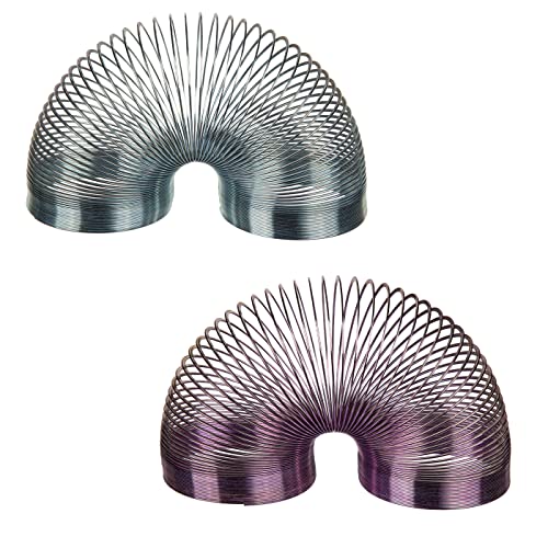 ReWu Metallspirale 2 Stück Springspirale Spiralläufer Treppenläufer Mini ca. 6 cm für Kinder ab 3 Jahren Lila & Silber von ReWu