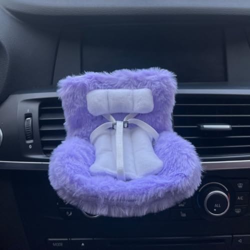 Charmanter Plüschpuppen-Autositz mit Lüftungsschlitz-Clip für 17 cm große Puppen, ein Muss für Puppensammlungen, Violett von ReachMall