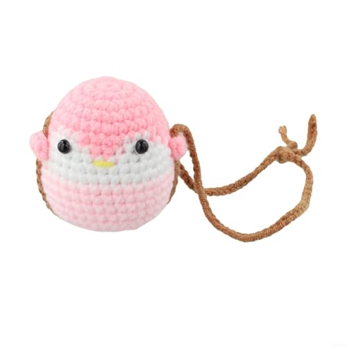 Skurriles Häkeltier-Zubehör für Rückspiegel, personalisierte hängende Dekoration für Ihr Auto (rosa Pinguine) von ReachMall