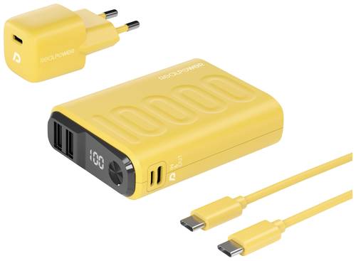 RealPower PB-10000 Power Pack Powerbank 10000 mAh Li-Ion USB, USB-C® Gelb von RealPower