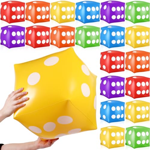 Realspring 20 Stück 30,5 cm große aufblasbare Jumbo-Würfel große aufblasbare Würfel für Spiel, Pool, Party, Gastgeschenk (bunt) von Realspring