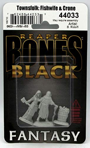 Reaper Mini Dreadmere Townsfolk: Fishwife & Crone (2) #44033 Knochen, schwarzer Kunststoff von Reaper