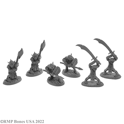 Reaper 6 x Goblin Warriors (77444) Miniatur Bones USA Dungeon Dwellers – Tabletop Figur Role Playing Game Rollenspiele – 7044 von Reaper Miniatures