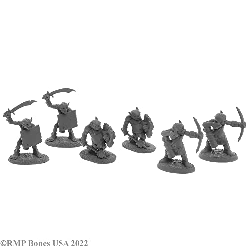 Reaper Miniaturen, 6 x Goblin Skirmishers (77445) Bones USA Dungeon Dwellers – Tabletop Figur Role Playing Game Rollenspiele – 7045 von Reaper