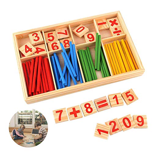 Reastar Montessori Mathematik Spielzeug Buntes Rechenstäbchen Holz Zahlen Mathematik Spielzeug Ausbildung für die frühe Motorik Entwicklung Ausbildung Ihres Kindes von Reastar