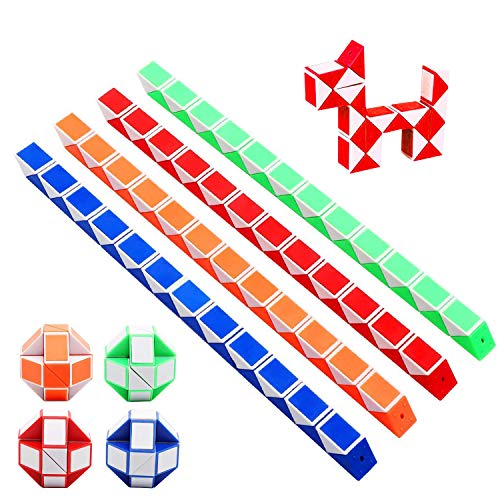Würfel Spielzeug 12 Stücke 24 Blöcke Magische Geschwindigkeit Würfel Schlange Magische Schlangen 3D IQ Spielzeug - für Kinder und Erwachsene (Zufällige Farbe) von Reastar