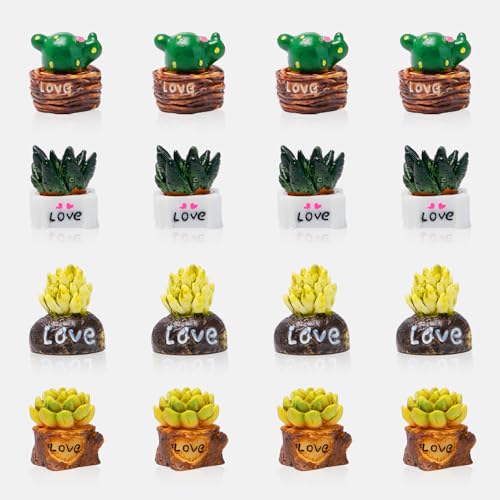 Rebanky 16 Stück Miniatur Deko Set für Puppenhaus Miniatur Pflanzen Miniatur Garten Zubehör 1:12 Winziges Bonsai Modell Mini Garten Topfpflanzen für Puppenhaus Gartendekorationen von Rebanky