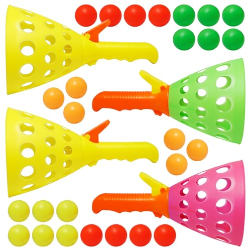 Rebanky 4 Stück Fangbecher Ballspiel, Fangballspiel Fangbecher mit 26 Bällen Catch Launcher-Körben Fangbecher Spiel Kinder für Wiesen, Sandstrände, Zusammenkünfte, Partyspiele von Rebanky