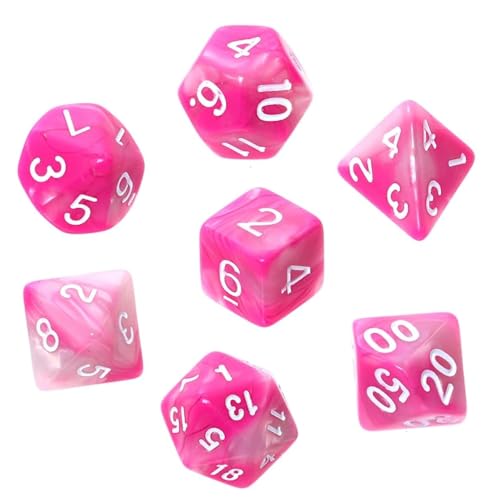 Knochen-Set REBEL RPG - Bicolor - Pink-Weiß (weiße Zahlen) von Rebel