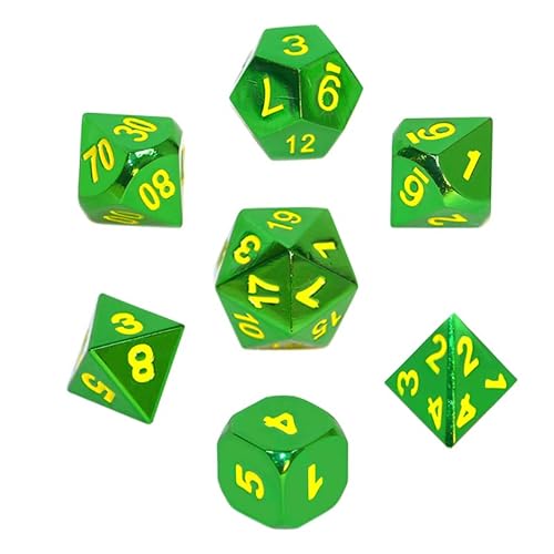 Knochen-Set REBEL RPG - Metall - Grün mit gelben Zahlen von Rebel