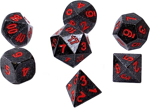Knochen-Set REBEL RPG - Metall - Schwarzer Stahl mit roten Zahlen von Rebel