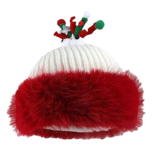 Rebellious InsStyle Weihnachtsmütze für Mädchen, spitze Kappe mit Geweih, Outdoor-Aktivität, Totenkopf-Hut, festliche Kopfbedeckung, Weihnachtsmütze von Rebellious