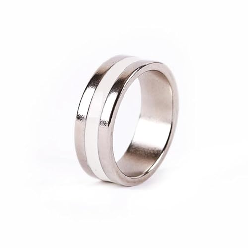 Magnetischer gravierter PK-Ring, Zaubertricks, farbiger Zauberring, Zubehör für Münzen, Magia, Magier, Nahaufnahme, Straßen-Illusionen, Gimmicks, Mentalismus-Requisiten (weiß, 19 mm) von Rebetomo