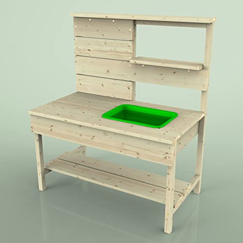 Rebo Matschküche mit Spülbeckn aus Holz Spielküche | Outdoor Spielzeug | Stabile Konstruktion, wetterbeständig, Mehrstationen-Design | Lange Lebensdauer von Rebo