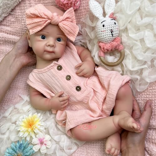 50 cm Full Platinum Silikon Reborn Baby Mädchen Puppe, bewegliche Neugeborene Babypuppe Waschbar, Handmad Geschenk für Sammler und Kinder von Reborblisso