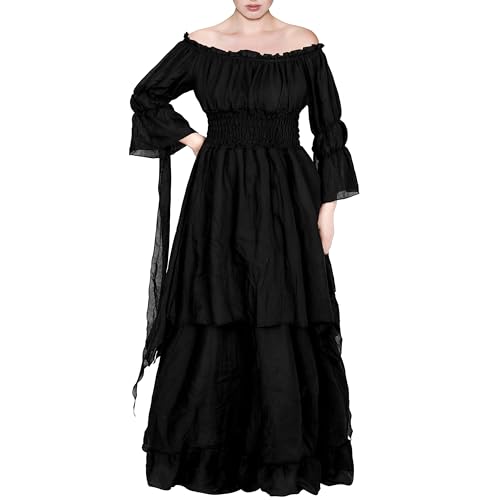 Rebundex Gothic Kleidung Damen Mittelalter Kleidung Damen Halloween Kostüm Damen, Viktorianisches Gothic Kleid Damen Halloween Kostüm Damen, Schwarz Rebundex Gothic Kleidung Damen Mittelalter Kleidung Damen Halloween Kostüm Damen, Viktorianisches Gothic Kleid Damen Halloween Kostüm Damen, Schwarz von Rebundex