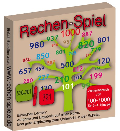 Rechen-Spiel Zahlenbereich 100-1000, leicht Lernen mit Karteikarten von Rechen-Spiel