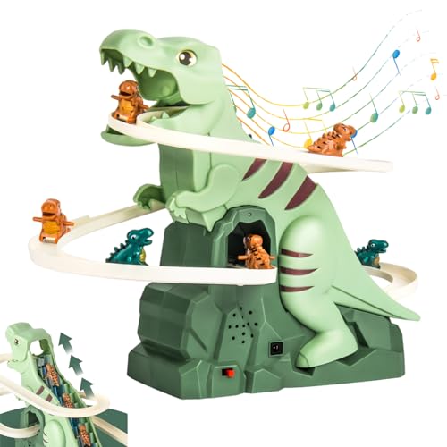 Dinosaurier Kletterspielzeug, Dino-Rutsche, elektrisches Treppensteigerspielzeug, Rennstrecken Spielset, Dinosaurier-Achterbahn-Spielzeug mit Licht und Musik, als Geschenk für Kinder (1) von Recitem