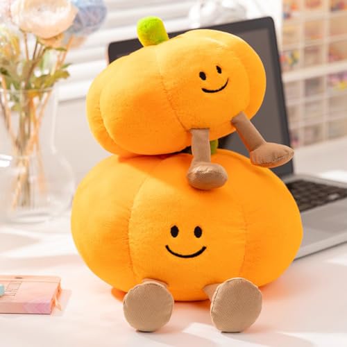 Halloween Kuscheltier Plüsch Spielzeug 24 cm, Halloween Kürbis Kuscheltier mit Kürbis, Plüsch-Geist, gefülltes Teufelsspielzeug mit klappbaren Hüten, Halloween Plüschtier Kürbiskissen (Doppelkürbis) Halloween Kuscheltier Plüsch Spielzeug 24 cm, Halloween Kürbis Kuscheltier mit Kürbis, Plüsch-Geist, gefülltes Teufelsspielzeug mit klappbaren Hüten, Halloween Plüschtier Kürbiskissen (Doppelkürbis) von Recitem