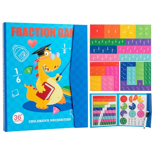 Magnetic Fraction Educational Puzzle, Lernpuzzle mit magnetischen Brüchen, Magnetischer Punktescheiben Demonstrator, Aktivitätsset mit Magnetischen Bruchkreisen und Bruchkacheln (Dinosaurier) von Recitem