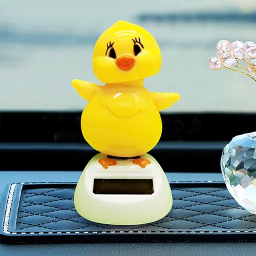 Recitem Auto Solar Wackelfigur Kleine Enten & Hase, Solar Wackelfiguren Tanzende Enten, Hase Solarfigur Statue Auto Armaturenbrett Deko Ornamente, Solarfigur Wackelfigur für Auto Haus Büro (1 Enten) von Recitem