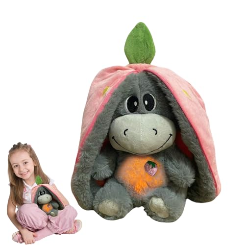 Recitem Esel-Kuscheltier mit Atembewegung und Musik, beruhigendes Esel-Kuscheltier, Esel-Schlaf-Stofftier, beruhigendes Schlaf-Esel-Kuscheltier, Kinder lindern Ängste (Rosa) von Recitem