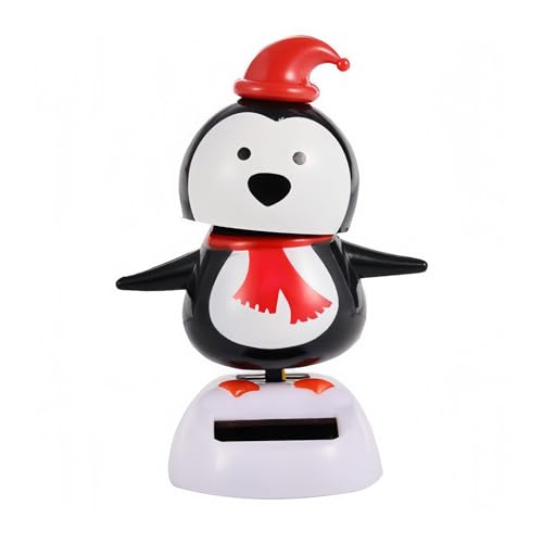 Recitem Wackelfigur Solar Weihnachtsfigur Elch,Solarbetriebener Schwingender Weihnachtsmann, Tanzende Figur Spielzeug für Zuhause Büro Dekoration 4 Stück (Pinguin) von Recitem
