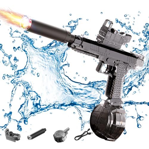 Ultimate Battle Blaster Wasserpistole - Elektrische Wasserpistole mit Reichweite 20m, Interaktiver Beleuchtung, Automatische Water Gun für Pool, Große Wasserpistole für Erwachsene Kinde (Schwarz) von Recitem
