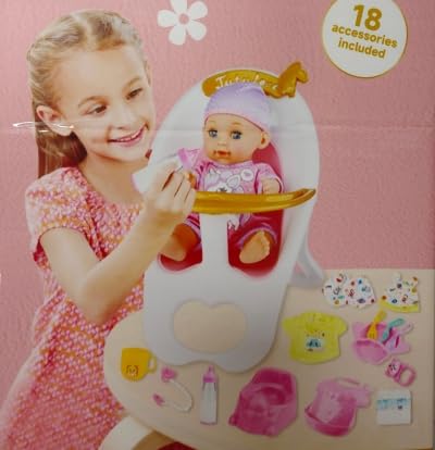 RedCrab Baby Puppe Spielset mit Puppen, 18-teiliges Baby Puppenset mit Zubehör, Puppenhochstuhl, Puppenkleidung, Flasche, Nippel, Windeln, Spielzeug Geschenk für Mädchen 3 4 5 6 Jahre RedCrab Baby Puppe Spielset mit Puppen, 18-teiliges Baby Puppenset mit Zubehör, Puppenhochstuhl, Puppenkleidung, Flasche, Nippel, Windeln, Spielzeug Geschenk für Mädchen 3 4 5 6 Jahre von RedCrab