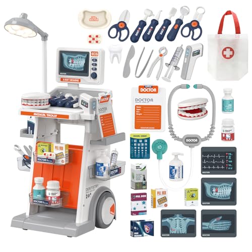 RedCrab Arztkoffer Spielzeug Kinder, 30Pcs Doktorspiele Zubehör Medizinischer Wagen Spielset mit Stethoskop, Thermometer und Spritze, Geschenk für Kinder Rollenspiel Spielzeug ab 3 Jahren RedCrab Arztkoffer Spielzeug Kinder, 30Pcs Doktorspiele Zubehör Medizinischer Wagen Spielset mit Stethoskop, Thermometer und Spritze, Geschenk für Kinder Rollenspiel Spielzeug ab 3 Jahren von RedCrab