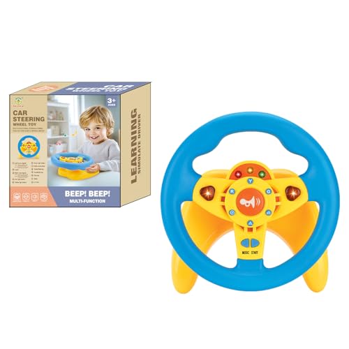 RedCrab Kinder Lenkrad Spielzeug, 360° Rotation Simulierter Tragbarer Controller mit Klang und Musik Lenkrad Spielzeug für Auto, Lernspielzeug Geschenk für Kinder Jungen und Mädchen (Blau) von RedCrab