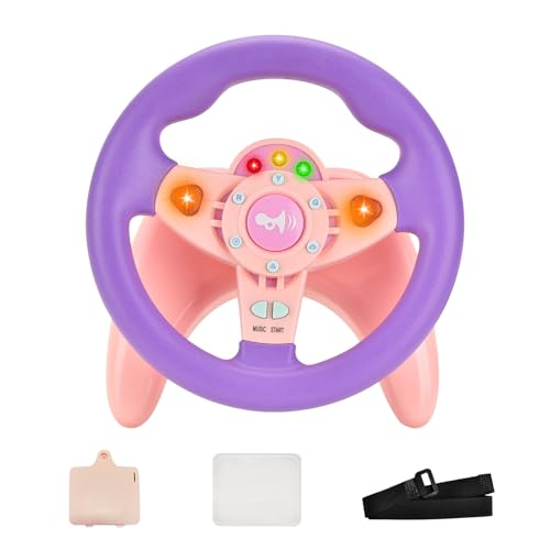 RedCrab Kinder Lenkrad Spielzeug, 360° Rotation Simulierter Tragbarer Controller mit Klang und Musik Lenkrad Spielzeug für Auto, Lernspielzeug Geschenk für Kinder Jungen und Mädchen (Violett) von RedCrab